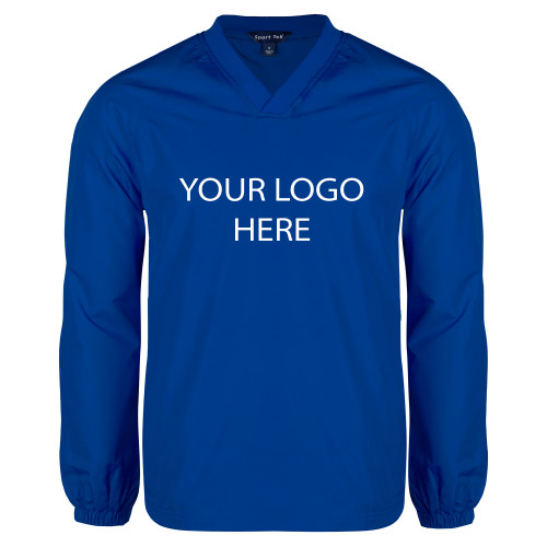 Royal V Neck Raglan Windshirt-Blank Logo