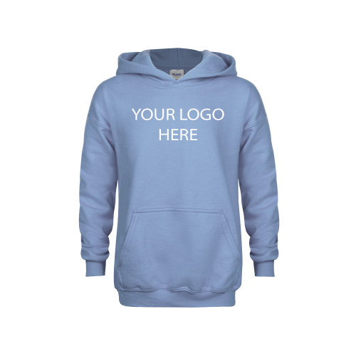 Youth Light Blue Fleece Hoodie-Blank Logo