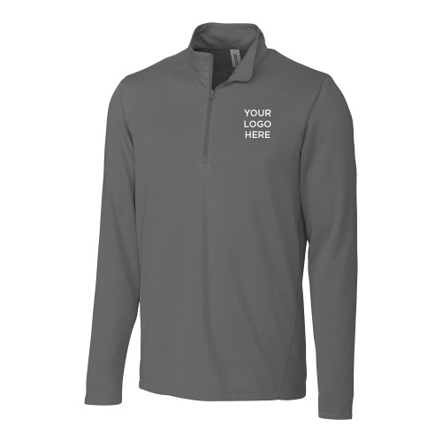 C&B Titan Grey Clique Ice Pique Half Zip-Blank Logo