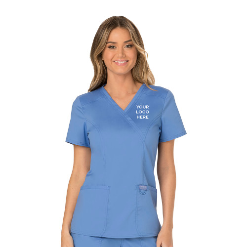 Womens Ciel Blue Revolution Scrub Top-Blank Logo