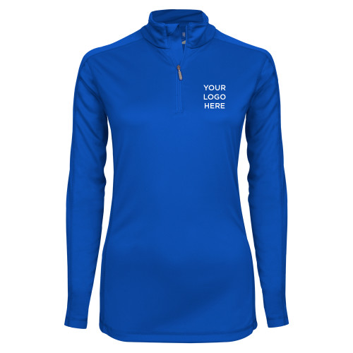 Syntrel Womens Royal Interlock 1/4 Zip-Blank Logo