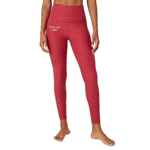 Beyond Yoga Womens Currant Red Heather High Waisted Midi Legging -Blank Logo
