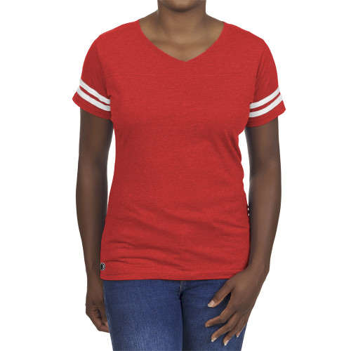 Fall Rush Ladies Red 60/40 Football Tee-Blank Logo