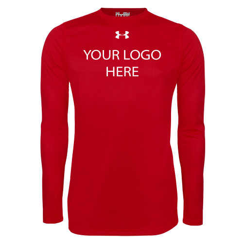 Under Armour Red Long Sleeve Tech Tee-Blank Logo