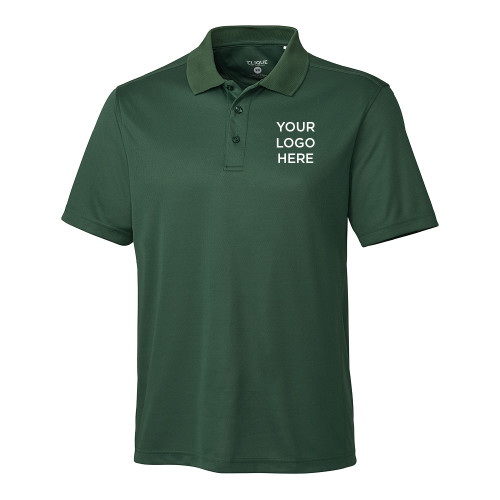 C&B Clique Ice Dark Green Pique Polo-Blank Logo