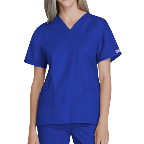 Womens Royal WW Originals V Neck Scrub Top-Blank Logo