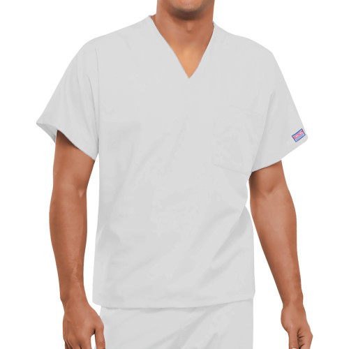 Unisex White WW Originals V Neck Scrub Top-Blank Logo