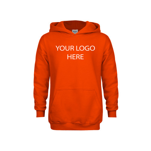 Youth Orange Fleece Hoodie-Blank Logo
