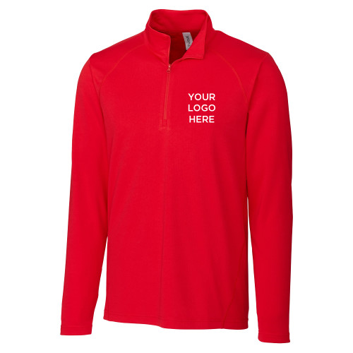 C&B Red Clique Ice Pique Half Zip-Blank Logo