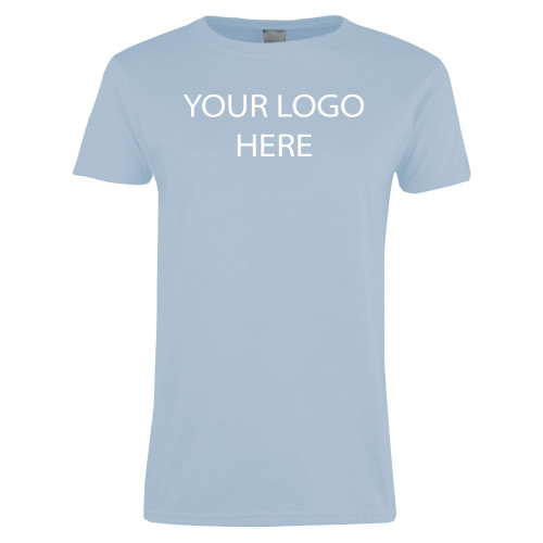 Womens Light Blue Short Sleeve Tee-Blank Logo