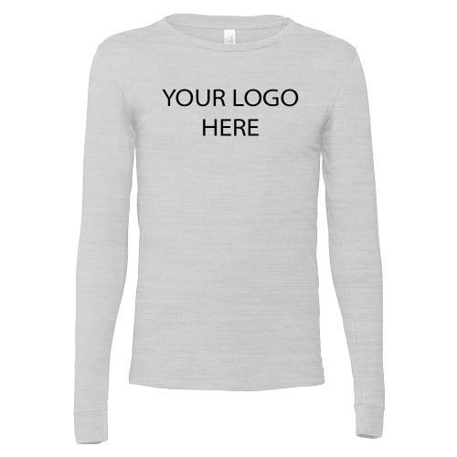 Bella + Canvas Ash Grey Jersey Cotton Long Sleeve T Shirt-Blank Logo