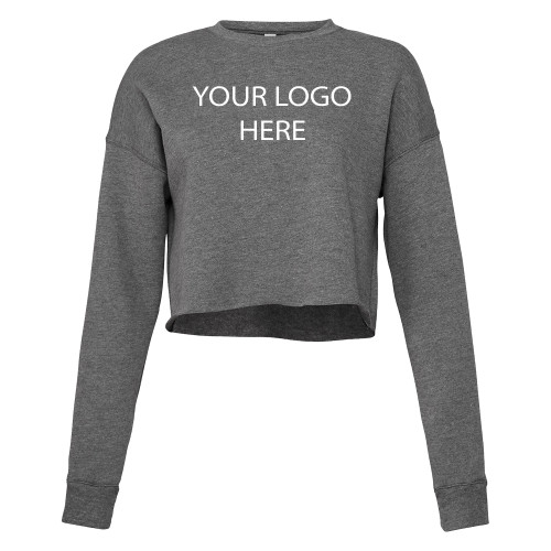 Bella + Canvas Womens Deep Heather Cropped Fleece Crew-Blank Logo