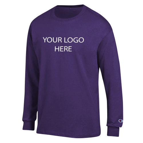 Champion Purple Long Sleeve T Shirt-Blank Logo