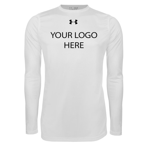 Under Armour White Long Sleeve Tech Tee-Blank Logo