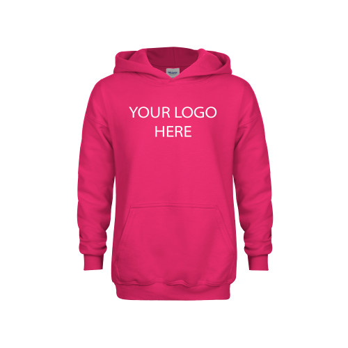 Youth Hot Pink Fleece Hoodie-Blank Logo