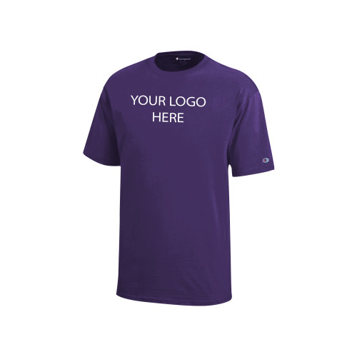 Champion Youth Purple Short Sleeve Tee-Blank Logo