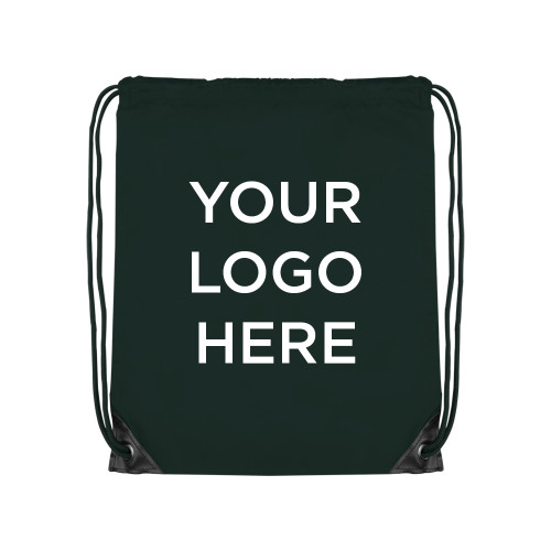 Dark Green Drawstring Backpack-Blank Logo