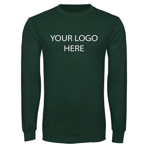 Dark Green Long Sleeve T Shirt-Blank Logo