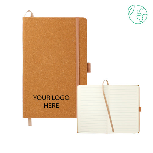 5.5 x 8.5 Natural FSC Mix Recycled Leather Bound Journal-Blank Logo