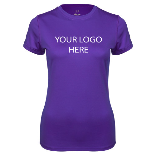 Womens Purple Performance Tee-Blank Logo