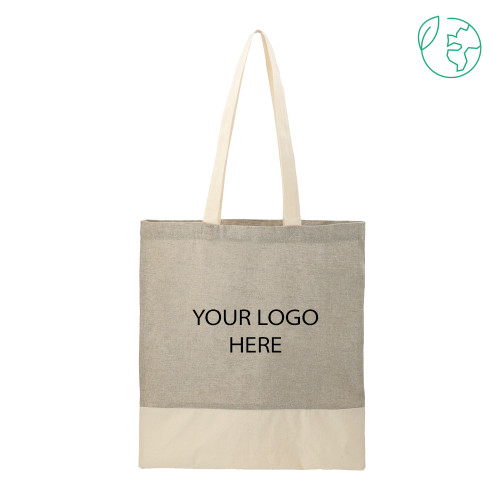 Split Recycled Grey Cotton Twill Convention Tote-Blank Logo