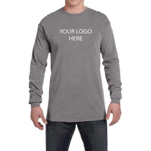 Comfort Colors Grey Long Sleeve T Shirt-Blank Logo
