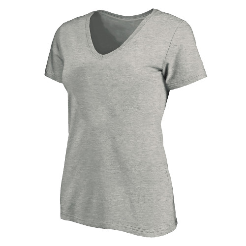 Womens Plus Heather Grey V Neck T Shirt-Blank Logo