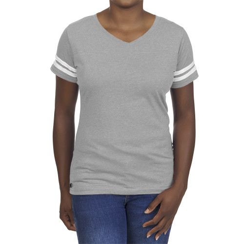 Fall Rush Ladies Athletic Grey 60/40 Football Tee-Blank Logo