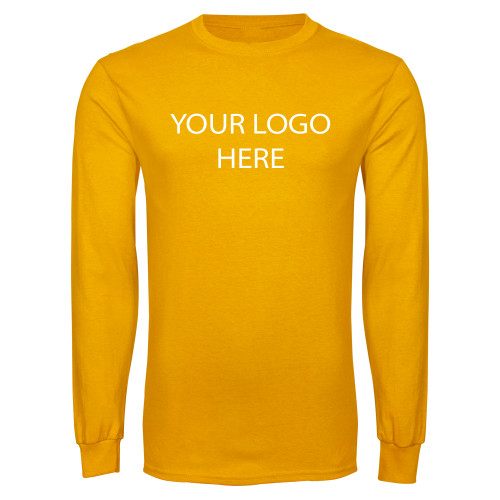 Gold Long Sleeve T Shirt-Blank Logo