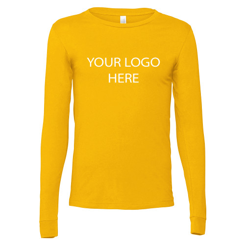 Bella + Canvas Gold Jersey Cotton Long Sleeve T Shirt-Blank Logo