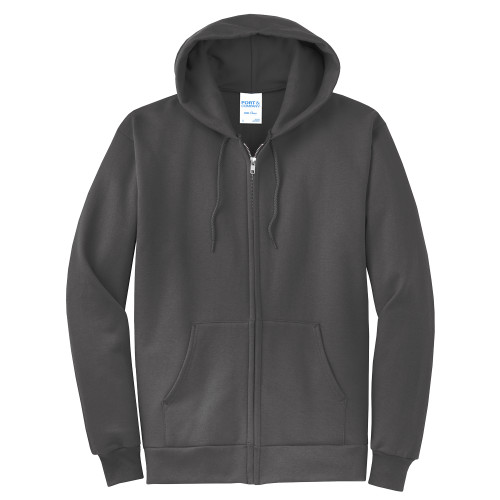Extended Charcoal Fleece Full Zip Hoodie-Blank Logo