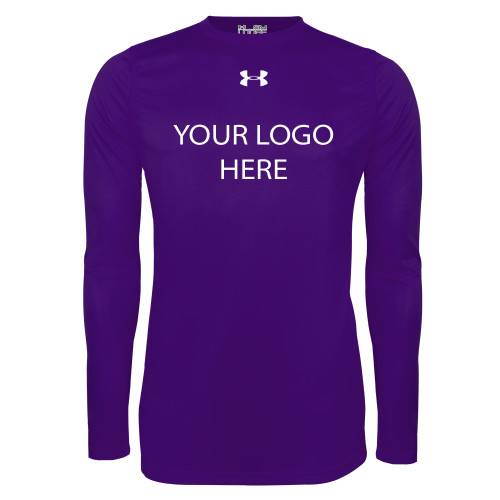 Under Armour Purple Long Sleeve Tech Tee-Blank Logo