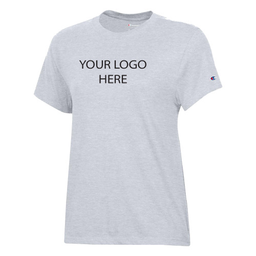 Champion Womens Oxford Grey Core Short Sleeve Tee-Blank Logo