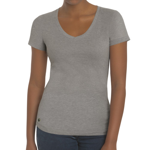 Fall Rush Ladies Athletic Grey V Neck Tee-Blank Logo