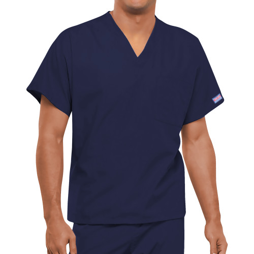 Unisex Navy WW Originals V Neck Scrub Top-Blank Logo