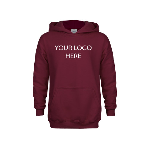 Youth Maroon Fleece Hoodie-Blank Logo