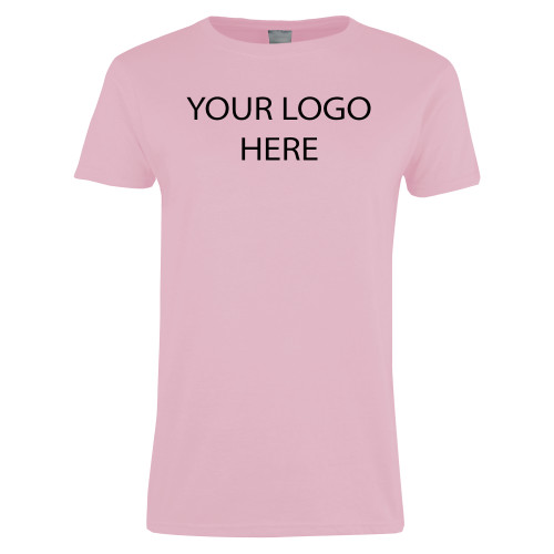 Womens Pink Short Sleeve Tee-Blank Logo