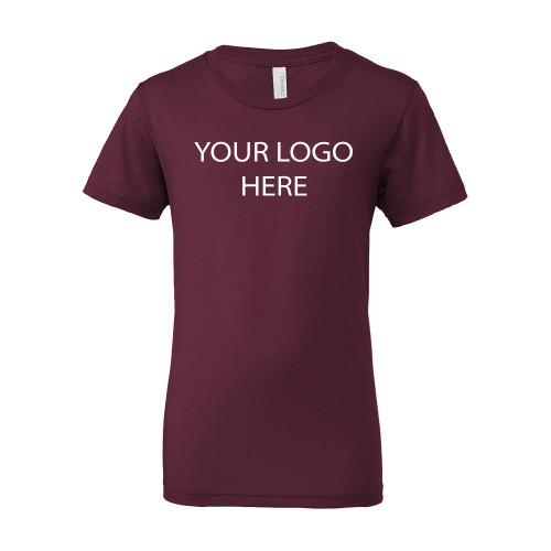 Bella + Canvas Youth Maroon Jersey T Shirt-Blank Logo