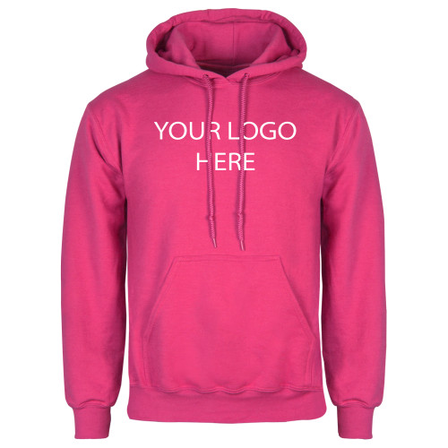 Womens Fuchsia Fleece Hoodie-Blank Logo