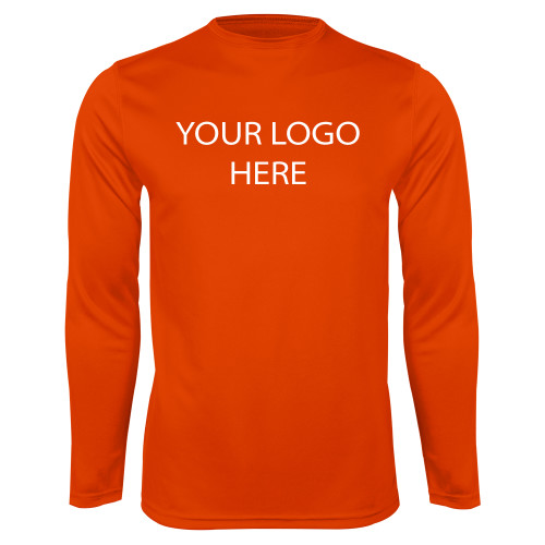 Orange Performance Long Sleeve Shirt-Blank Logo