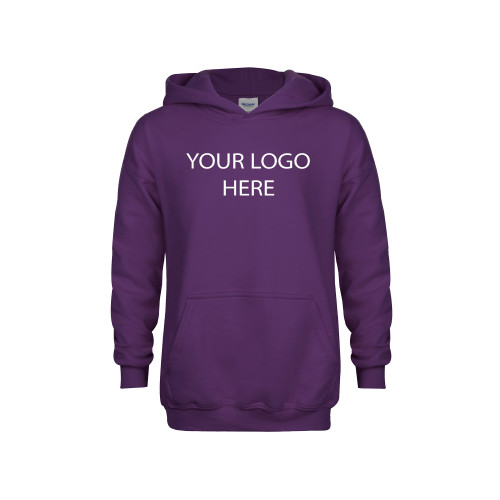 Youth Purple Fleece Hoodie-Blank Logo