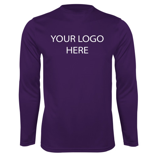 Purple Performance Long Sleeve Shirt-Blank Logo
