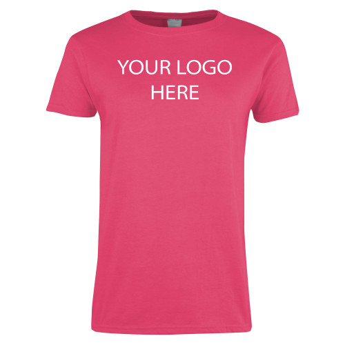 Womens Hot Pink Short Sleeve Tee-Blank Logo