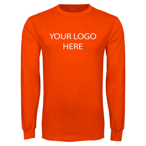 Orange Long Sleeve T-Shirt-Blank Logo