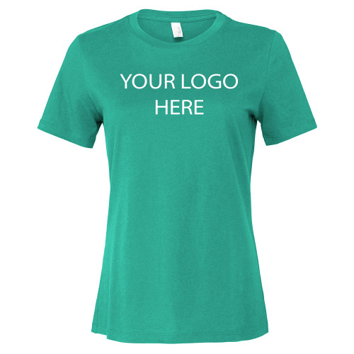 Bella + Canvas Womens Teal Relaxed Cotton T Shirt-Blank Logo