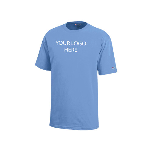 Champion Youth Light Blue Short Sleeve Tee-Blank Logo