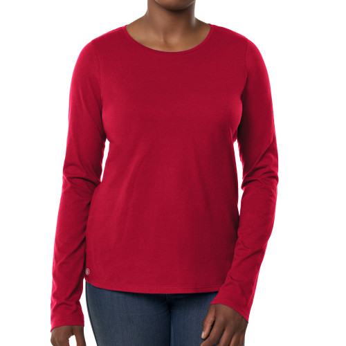 Fall Rush Ladies Cardinal Long Sleeve Tee-Blank Logo