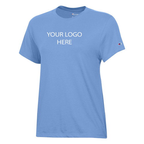 Champion Womens  Light Blue Core Short Sleeve Tee-Blank Logo