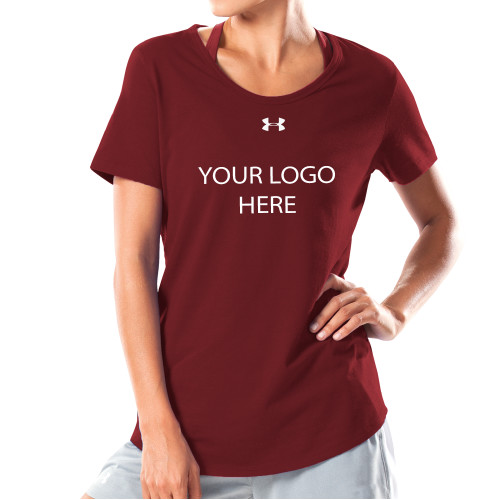 Under Armour Womens Cardinal Charged Cotton Tee-Blank Logo