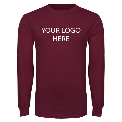 Maroon Long Sleeve T-Shirt-Blank Logo